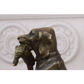 Pies z Kaczką w Pysku - Myśliwska - Figura Rzeźba z Brązu - Dekoracja