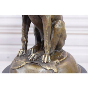 Pies z Kaczką w Pysku - Myśliwska - Figura Rzeźba z Brązu - Dekoracja