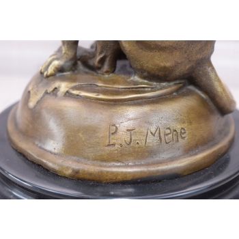 Pies z Kaczką w Pysku - Myśliwska - Figura Rzeźba z Brązu - Dekoracja