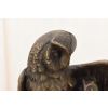 Sowa z Pisklętami na Książkach - Mądra Sówka Figura Rzeźba z Brązu Prezent