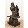 Sowa z Pisklętami na Książkach - Mądra Sówka Figura Rzeźba z Brązu Prezent