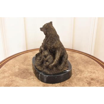 Rodzina Niedźwiedzi - Misie Grizzly Figura Rzeźba Brąz - Prezent Dekoracja