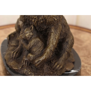 Rodzina Niedźwiedzi - Misie Grizzly Figura Rzeźba Brąz - Prezent Dekoracja