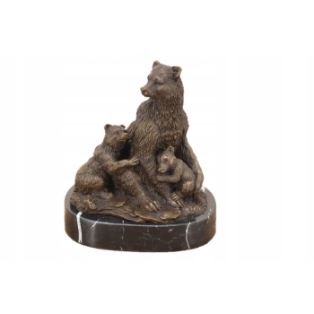 Rodzina Niedźwiedzi - Misie Grizzly Figura Rzeźba Brąz - Prezent Dekoracja