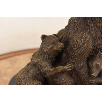 Rodzina Niedźwiedzi - Misie Grizzly Figura Rzeźba Brąz - Prezent Dekoracja