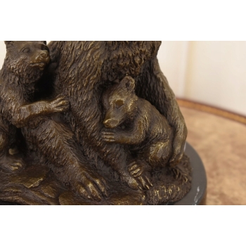 Rodzina Niedźwiedzi - Misie Grizzly Figura Rzeźba Brąz - Prezent Dekoracja