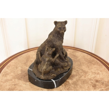 Rodzina Niedźwiedzi - Misie Grizzly Figura Rzeźba Brąz - Prezent Dekoracja