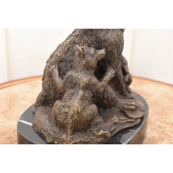 Rodzina Niedźwiedzi - Misie Grizzly Figura Rzeźba Brąz - Prezent Dekoracja