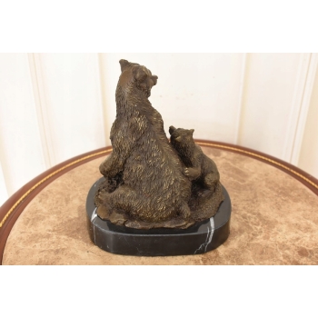 Rodzina Niedźwiedzi - Misie Grizzly Figura Rzeźba Brąz - Prezent Dekoracja