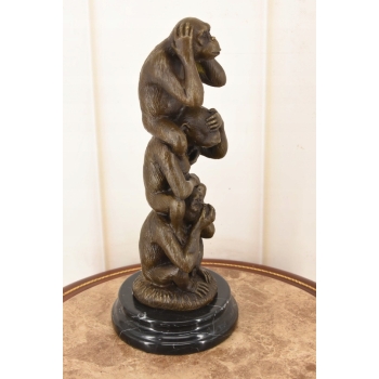 Trzy Mądre Małpy - Nie Widzi Nie Słyszy Nie Mówi - Nowoczesna Figura Brąz