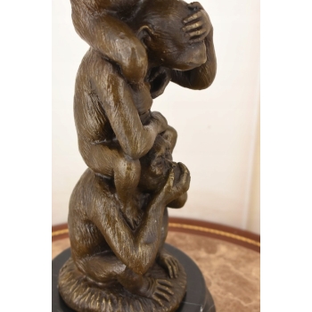 Trzy Mądre Małpy - Nie Widzi Nie Słyszy Nie Mówi - Nowoczesna Figura Brąz