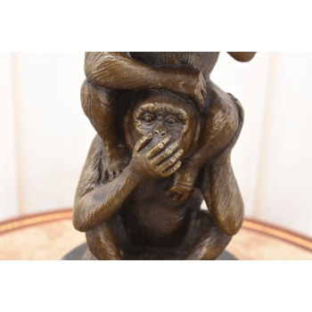 Trzy Mądre Małpy - Nie Widzi Nie Słyszy Nie Mówi - Nowoczesna Figura Brąz