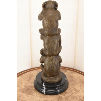 Trzy Mądre Małpy - Nie Widzi Nie Słyszy Nie Mówi - Nowoczesna Figura Brąz