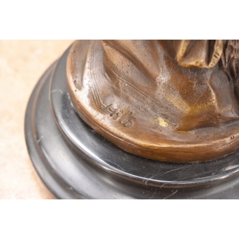 Nimfa i Satyr Na Marmurze - Figura Rzeźba z Brązu - Brąz Ozdoba