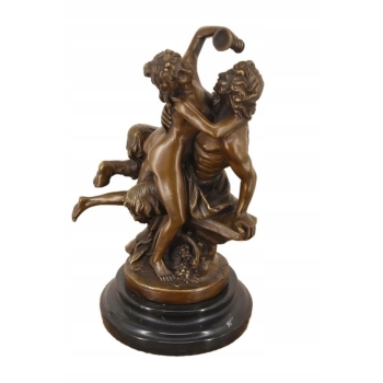 Nimfa i Satyr Na Marmurze - Figura Rzeźba z Brązu - Brąz Ozdoba