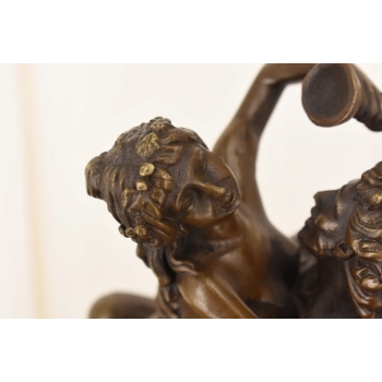 Nimfa i Satyr Na Marmurze - Figura Rzeźba z Brązu - Brąz Ozdoba