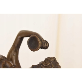 Nimfa i Satyr Na Marmurze - Figura Rzeźba z Brązu - Brąz Ozdoba