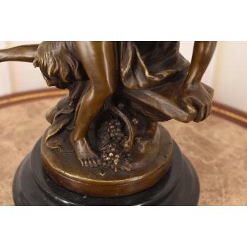 Nimfa i Satyr Na Marmurze - Figura Rzeźba z Brązu - Brąz Ozdoba