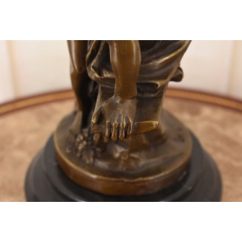 Nimfa i Satyr Na Marmurze - Figura Rzeźba z Brązu - Brąz Ozdoba