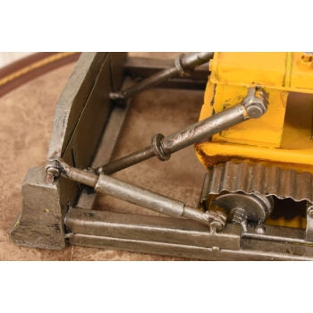 Metalowy Model Żółtego Buldożera - Spychacz Budowlany - Figurka Prezent