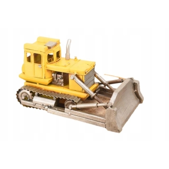 Metalowy Model Żółtego Buldożera - Spychacz Budowlany - Figurka Prezent