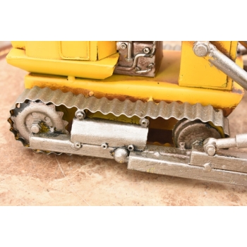 Metalowy Model Żółtego Buldożera - Spychacz Budowlany - Figurka Prezent