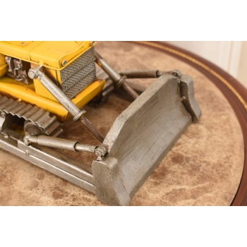 Metalowy Model Żółtego Buldożera - Spychacz Budowlany - Figurka Prezent