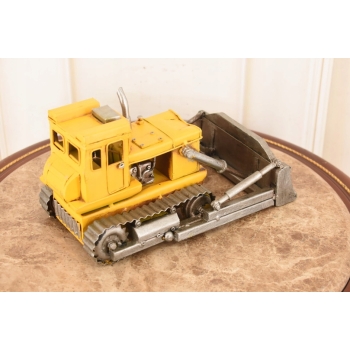 Metalowy Model Żółtego Buldożera - Spychacz Budowlany - Figurka Prezent