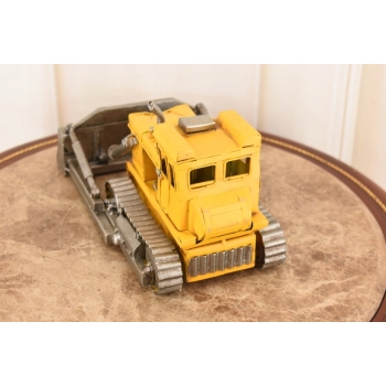 Metalowy Model Żółtego Buldożera - Spychacz Budowlany - Figurka Prezent