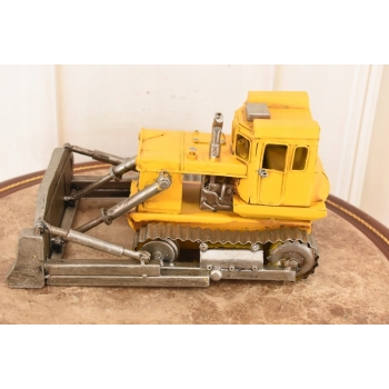 Metalowy Model Żółtego Buldożera - Spychacz Budowlany - Figurka Prezent