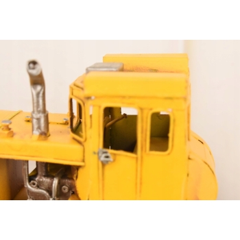 Metalowy Model Żółtego Buldożera - Spychacz Budowlany - Figurka Prezent