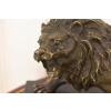 Groźny Ryczący Lew - Figura Rzeźba z Brązu - Brąz - Dekoracja