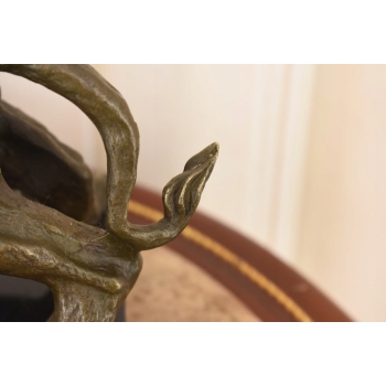 Groźny Ryczący Lew - Figura Rzeźba z Brązu - Brąz - Dekoracja