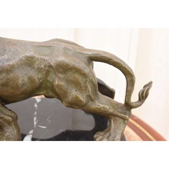 Groźny Ryczący Lew - Figura Rzeźba z Brązu - Brąz - Dekoracja