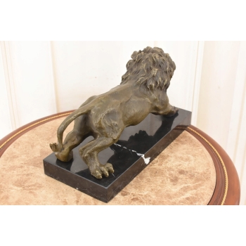Groźny Ryczący Lew - Figura Rzeźba z Brązu - Brąz - Dekoracja