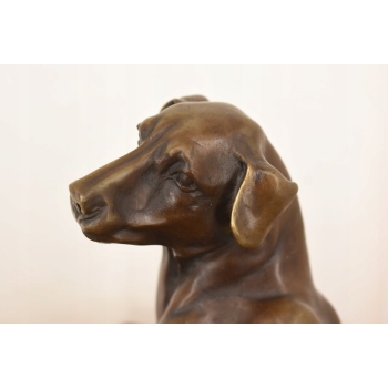 Leżący Pies Myśliwski - Figura Rzeźba z Brązu - Dekoracja Ozdoba