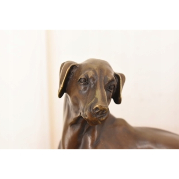 Leżący Pies Myśliwski - Figura Rzeźba z Brązu - Dekoracja Ozdoba