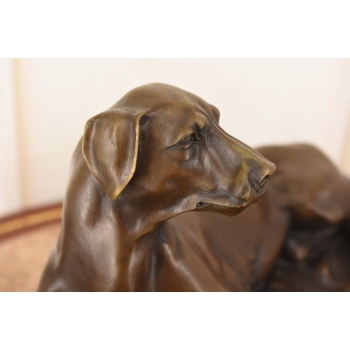 Leżący Pies Myśliwski - Figura Rzeźba z Brązu - Dekoracja Ozdoba