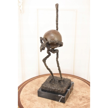 Nowoczesny Struś z Jajkiem - Styl Salvador Dali - Rzeźba Figura z Brązu