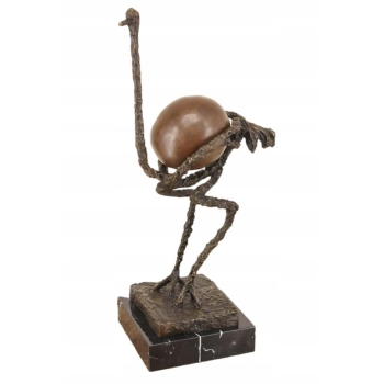 Nowoczesny Struś z Jajkiem - Styl Salvador Dali - Rzeźba Figura z Brązu