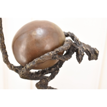 Nowoczesny Struś z Jajkiem - Styl Salvador Dali - Rzeźba Figura z Brązu