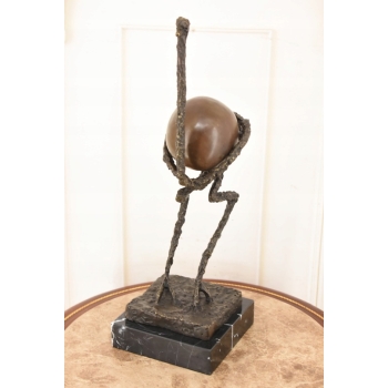 Nowoczesny Struś z Jajkiem - Styl Salvador Dali - Rzeźba Figura z Brązu