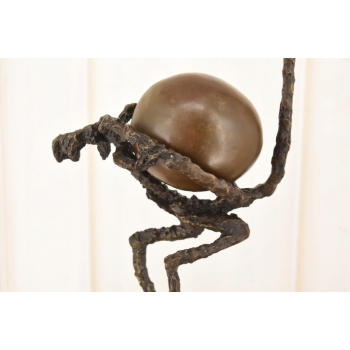 Nowoczesny Struś z Jajkiem - Styl Salvador Dali - Rzeźba Figura z Brązu