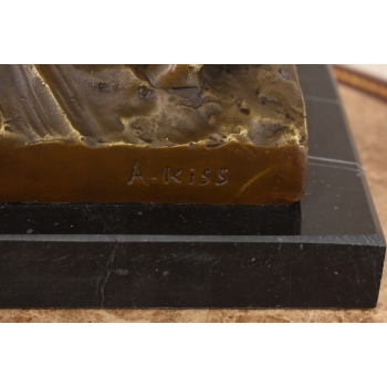 Amazońska Wojowniczka na Koniu Walcząca z Panterą - Figura Rzeźba z Brązu