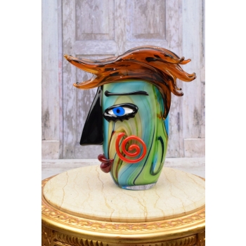Szkło Murano Style - Wazon Kolorowy - Twarz Figura ze Szkła - Dekoracja