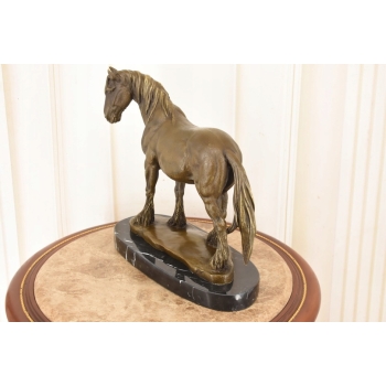 Dostojny Koń Rasy Clydesdale - Figura Rzeźba z Brązu - Dekoracja