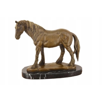 Dostojny Koń Rasy Clydesdale - Figura Rzeźba z Brązu - Dekoracja