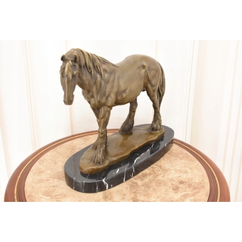 Dostojny Koń Rasy Clydesdale - Figura Rzeźba z Brązu - Dekoracja