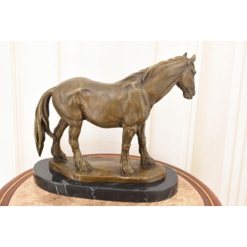 Dostojny Koń Rasy Clydesdale - Figura Rzeźba z Brązu - Dekoracja