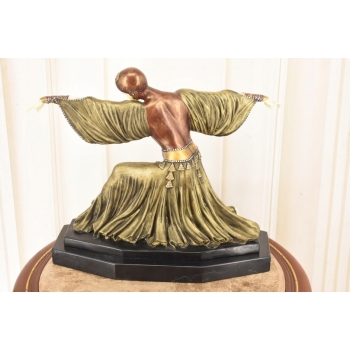 Tancerka w Stylu Demetre CHiparus - Rzeźba Figura z Brązu - Sygnowana